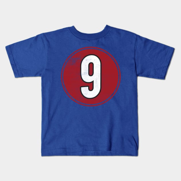 Number Nine 9 Kids T-Shirt by cowyark rubbark